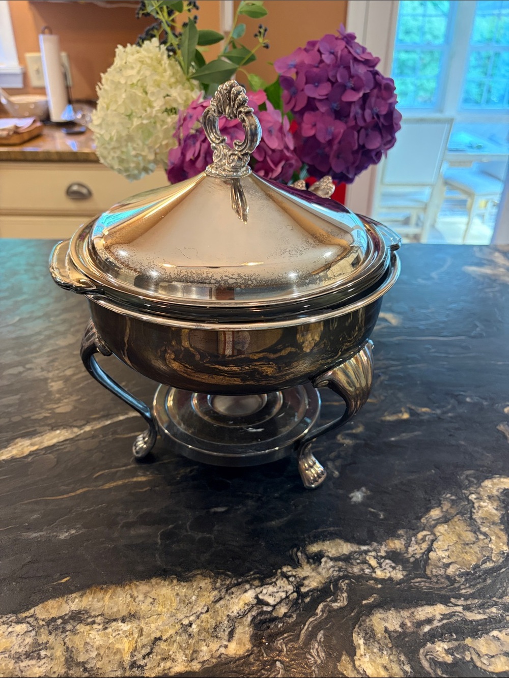 Classic Silver Covered Chafing Dish - Polished Silver Serveware  By FB Roger.